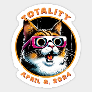 2024 Solar Eclipse Cat-astrophe: Humorous 'Totality' Eclipse Tee Sticker